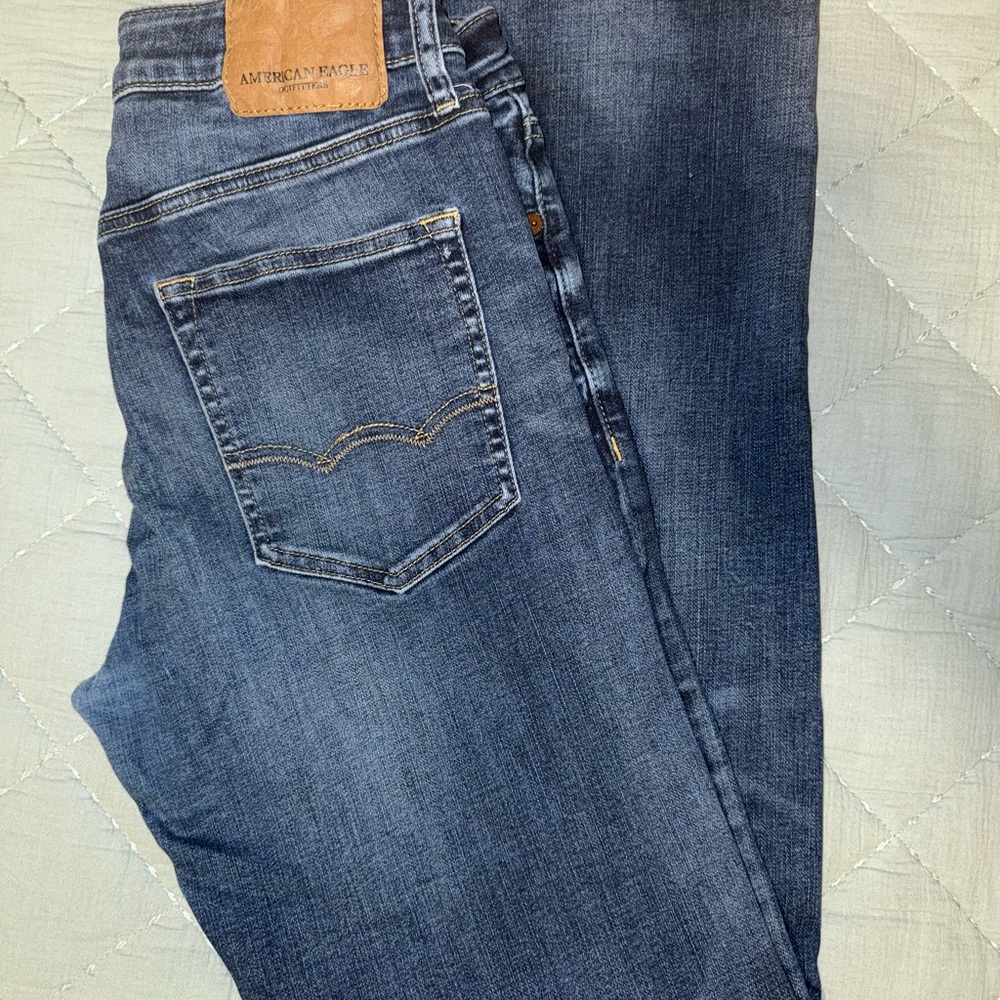 American Eagle Outfitters Men's Dark Blue Slim Straight Jeans